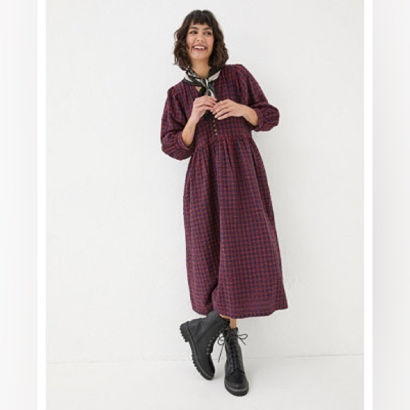 Fat Face Dresses & Skirts - FatFace Ceil Red/Navy Gingham Midi Dress Size 6